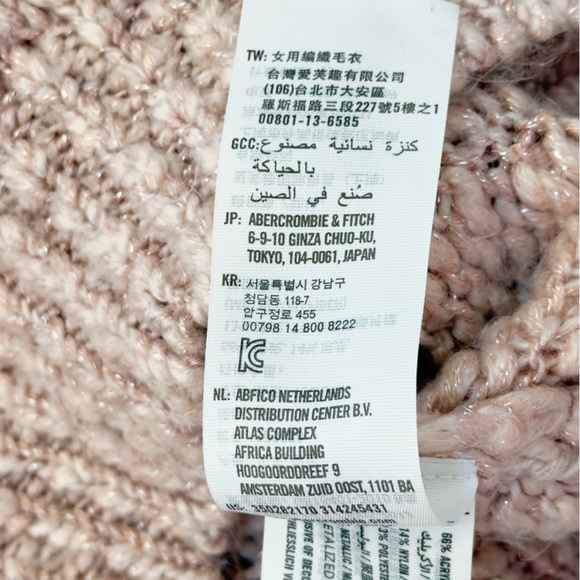 Hollister Women’s Chunky Knit Cropped Sweater Pink XS Metallic Turtleneck - Picture 10 of 13